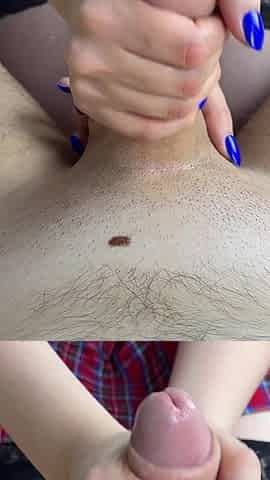 My Stepsister in Skirt Helps Me Jerk off