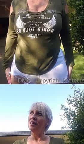 Blonde is flashing her big boobs in the outdoors