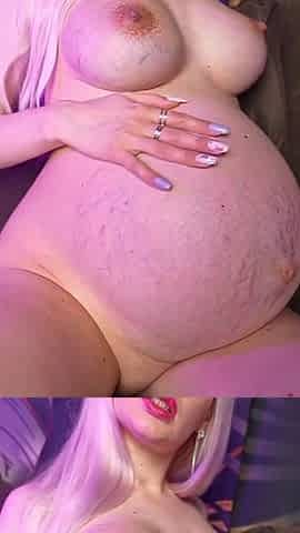 Pregnant Girl on the 9 Month and Glass Dildo Fuck