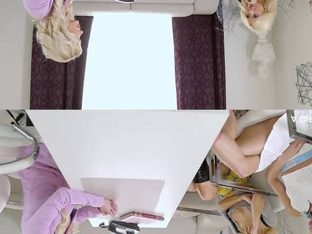 Glamorous blonde brunettes explore passionate lesbian threesome with intense scissoring
