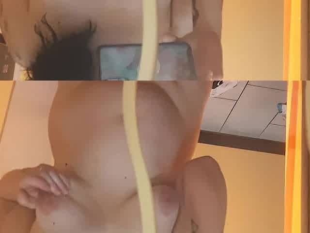 Undressed in the mirror at the gym