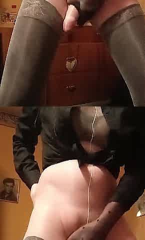 Nylon Weenie Encasement & Large Cum Discharged