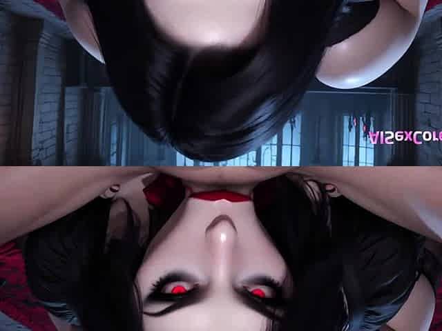 Crimson-Eyed Goth Babe Teases Until That Cumshot Bursts (AI)