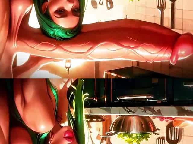 Green Hair Bimbo Doxy Large Booty Bazookas Giant Weenie Dream Kitchen (100% AI Generated)