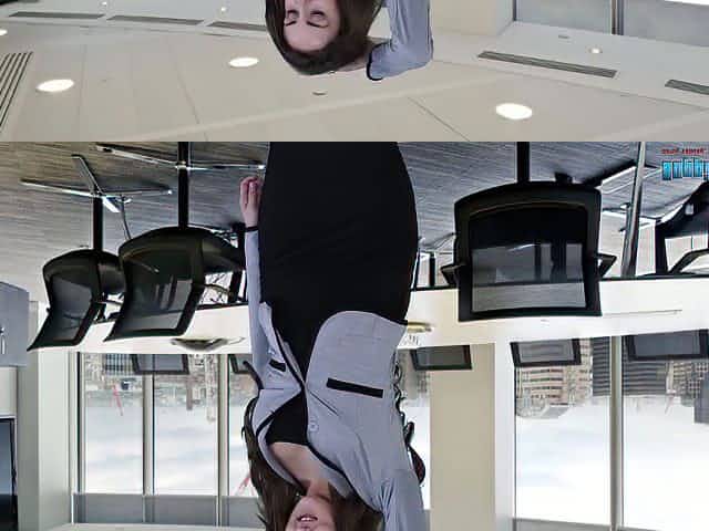 Naughty office chick Georgie strip and dances after a business meeting