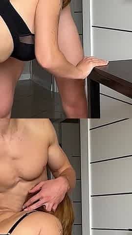 Passionate Romantic Sex One the Kitchen Table Ended with Creampie