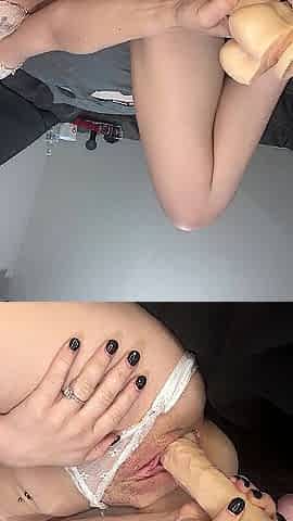 Solo masturbation with a 12 inch sextoy ????