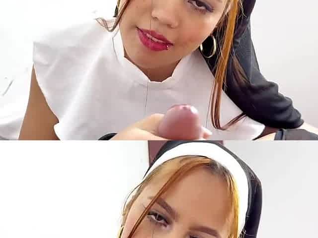 Latin chick nun banged by a youthful stud with a large schlong