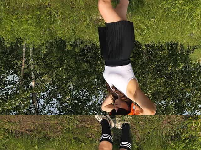 146 Athletic Legs Fetish with Knee High Socks and Skirt Lift