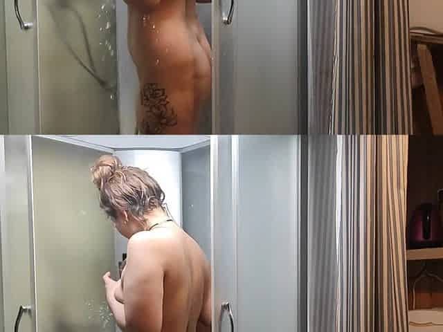 DATEZONE - Oriental with a tattoo on her leg enjoys herself in the shower