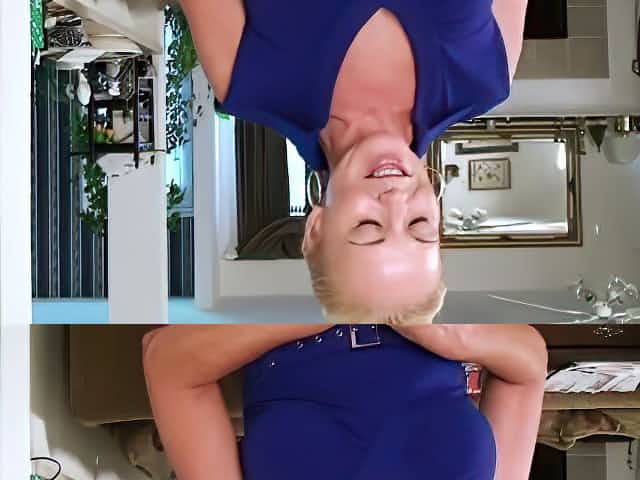 Buxom slutty nympho Veronica exposes her really huge pussy lips