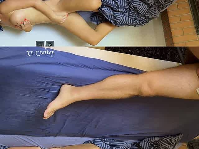 Wife Opened Her Eyes and Noticed, That She Is Not Alone in Room so She Started to Masturbate Together with Stranger Guy