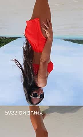 Orange Bikini Fun and Beauty Flashing on the Beach