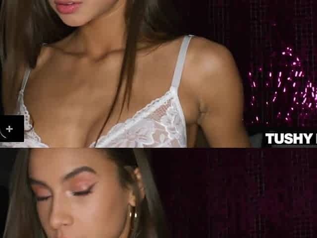 TUSHYRAW Tiny Brunette hair Vanessa gets her booty stretched out