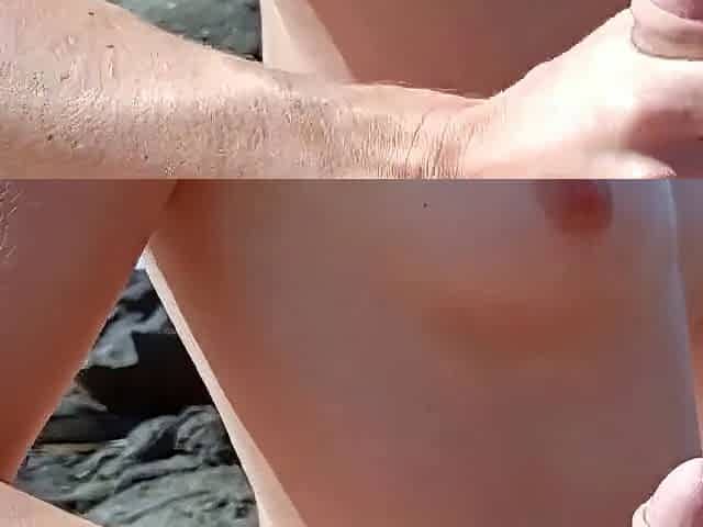 Blonde Babe's Public Handjob and Cumshot