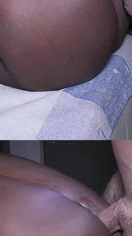 Furry Black Pussy Gets Her Filled up to the Brim with My Big White Hard Cock and My Semen