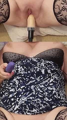Fucking Machine in Black Patterned Stockings Julie Cunningham