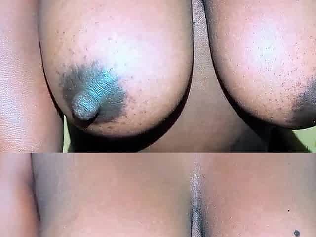 Riding a large ebony knob until intensive climax and cumshot