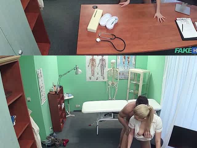 Repair Guy Eats Nurse Pussy Then Cums On Blonde Nurse Ass