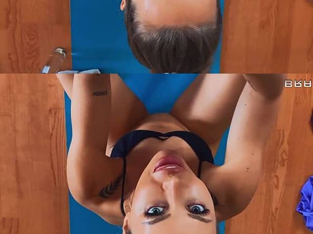 Nicole works your cock w/ her mouth and pussy while looking into your eyes