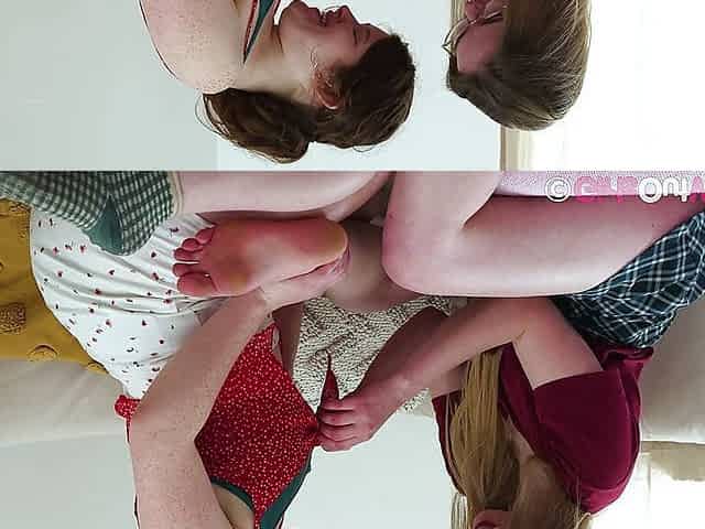 Cute freckled redhead gets her hairy cunt licked and fingered by hot blonde babe