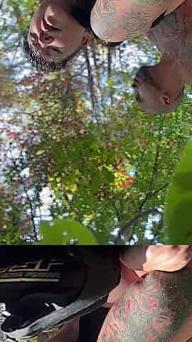 Riding the bull in the woods pounding vagina for double organisms