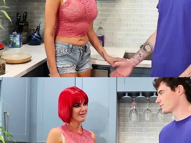 Redhead Thanks Moving Guy With Kitchen Blowjob