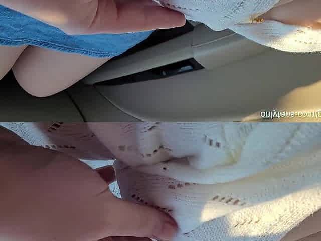 Nice-looking Angel with Large Sensitive Tits in Sweater doesn't Mind Me Touching and Squeezing in the Car