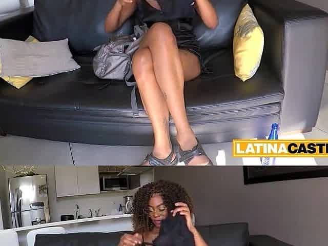 Curvy African-Lalin girl Wannabe Model Smiles As That babe Takes BWC In The Butt