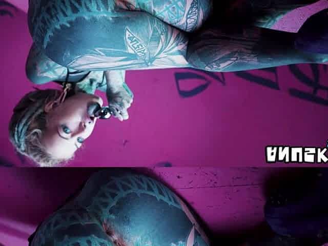 Tattoo Cutie strech her Dark hole - solo ANAL play and fisting - alt wench