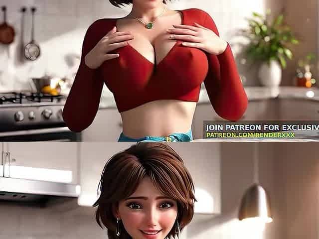 CG Animation : Large Hero 6 - Cass Doggy position Banged in Kitchen