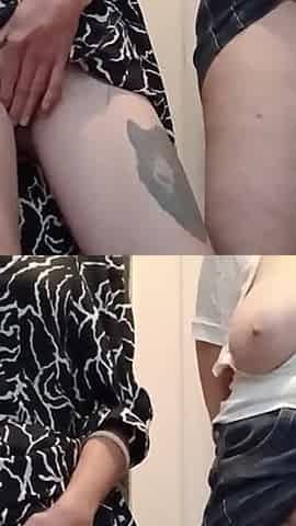 We Quickly and Riskily Masturbate While Visiting in the Kitchen