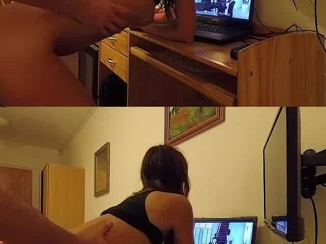 Being banged during the time that watching Pornstar`s screwing