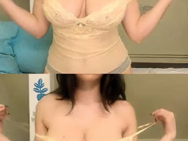 Busty Brunette Camgirl Sucks Her Own Nipples