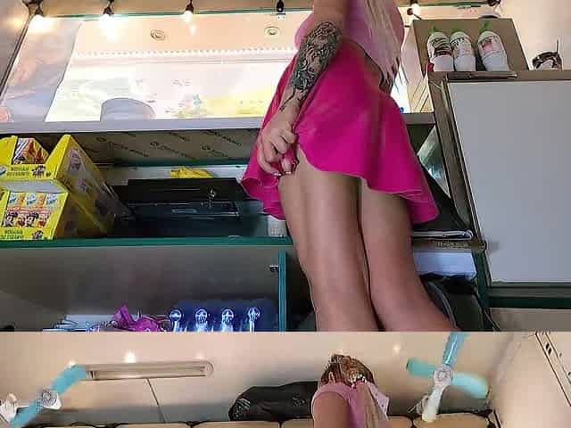 Hawt bitch upskirted at work by her filthy and nasty boss