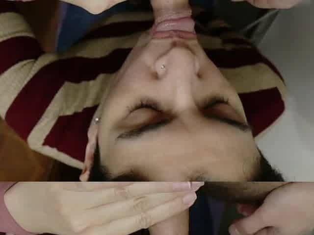 Quickie improvised oral job and facial