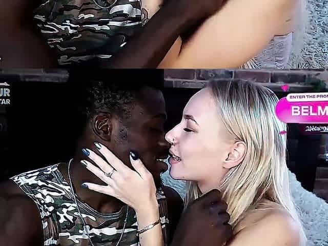 Backstage Cute golden-haired in interracial hard sex