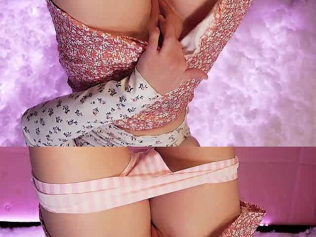 try on pants and fingering snatch close up