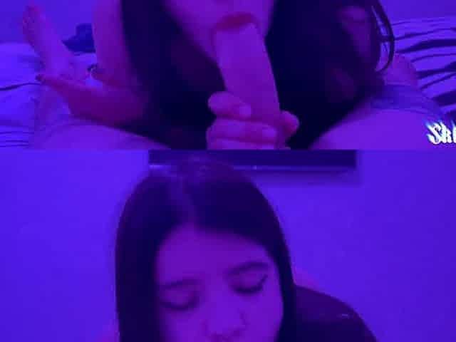 SkinLovers' neon-lit fuckfest routine turns amped-up girl into cum-loving slut.