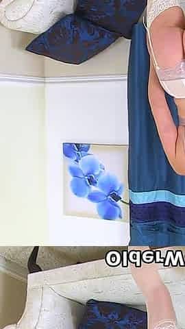 British Housewife Abi Toyne Masturbates Wearing Stockings and High Heels