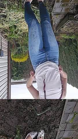 Muddy White Mocs and Jeans Pee