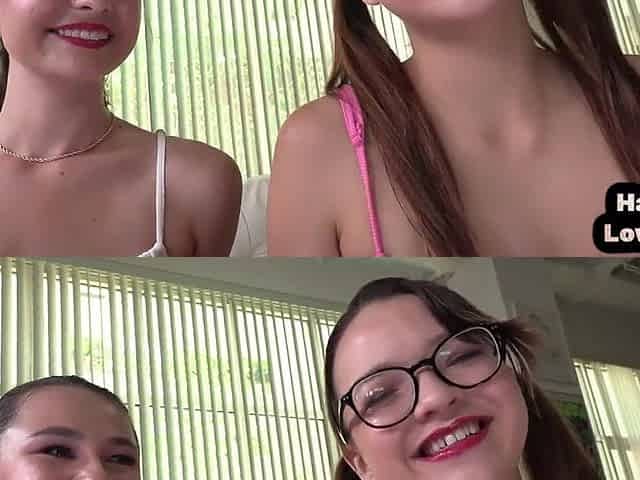 POV 19yo doxies jerk n ride oiled shlong in immodest talking trio