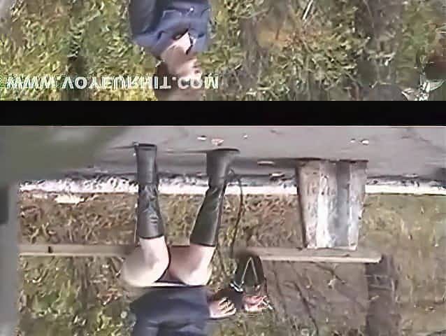 Public park no panties upskirt
