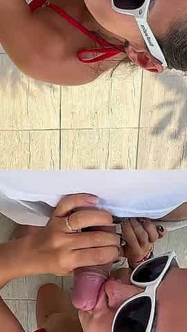 Almost Caught with Risky Blowjob & Pee Near Neighbor House