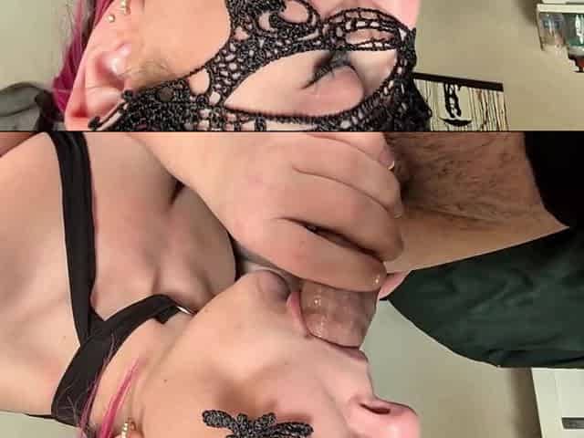 Black Dress Tits Out Close up Blowjob with Swallow