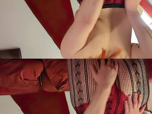 Redhead alternative cutie playing, drinking champagne and masturbating - can u assist her cum?