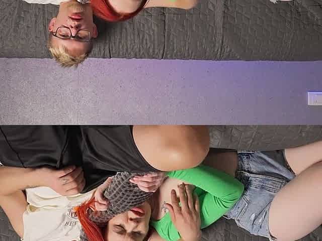 Step Sister Surprised by Step Bro's Cock in Mouth During TV Time
