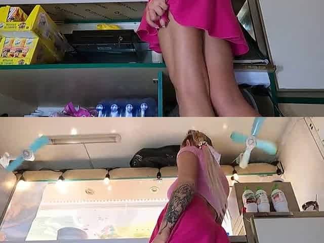 Hawt whore upskirted at work by her filthy and wicked boss