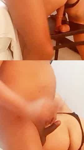 Playing with My Mature Stepmother's Pussy, She Loves It When I Put a Huge Dildo in Her Pussy