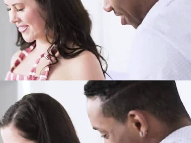 Brunette gives her black bbc chef a deep deep throat in